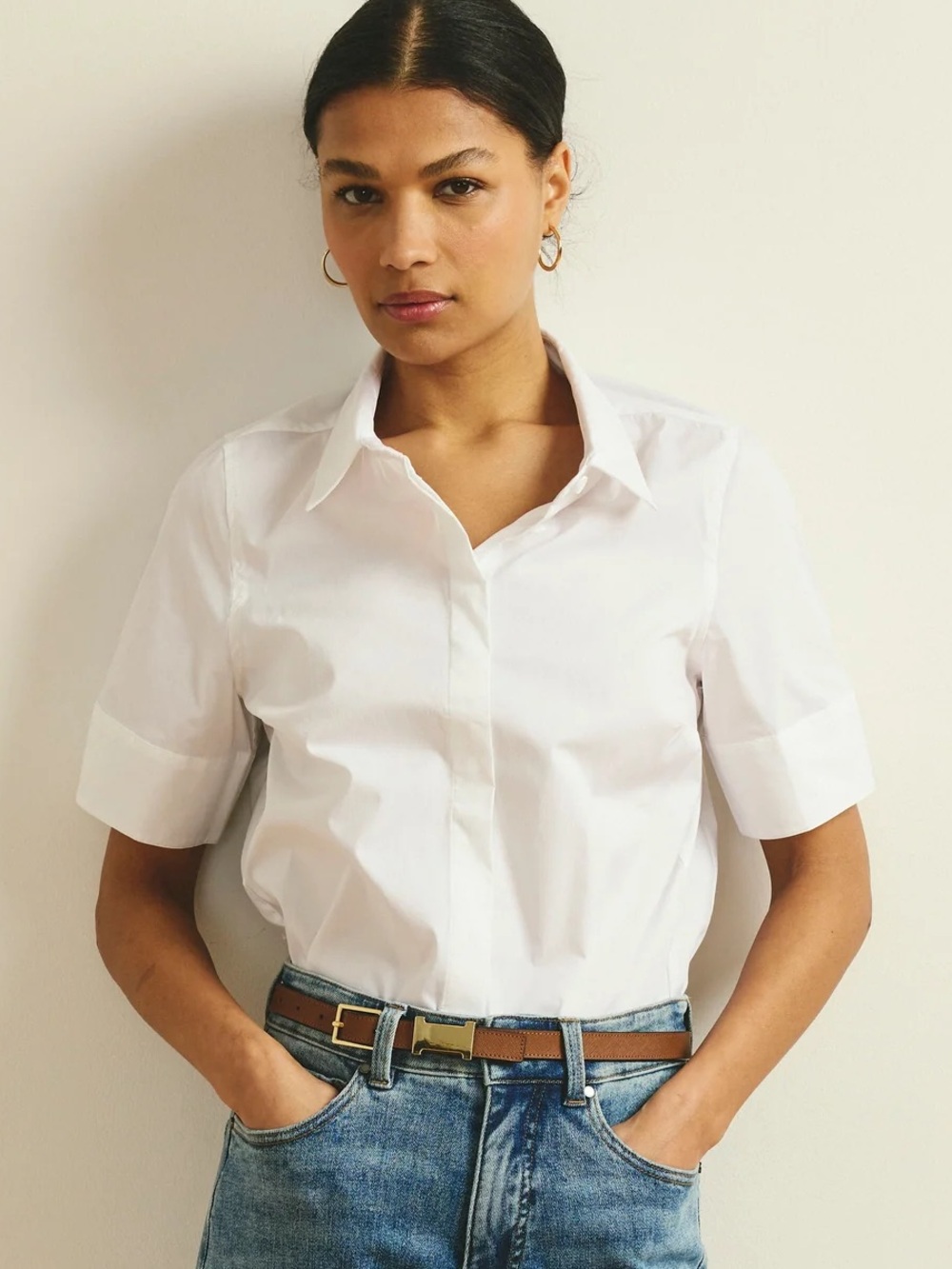 Elbe Stretch Poplin Short Sleeve Shirt - White - 2XL - NWT